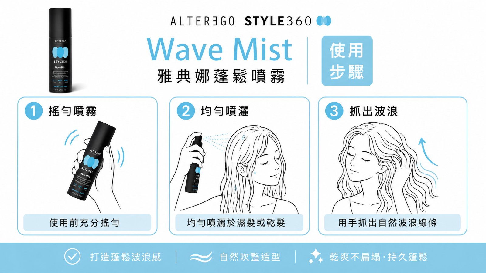 【ALTER EGO】雅典娜蓬鬆噴霧｜Wave Mist 蓬鬆波紋噴霧