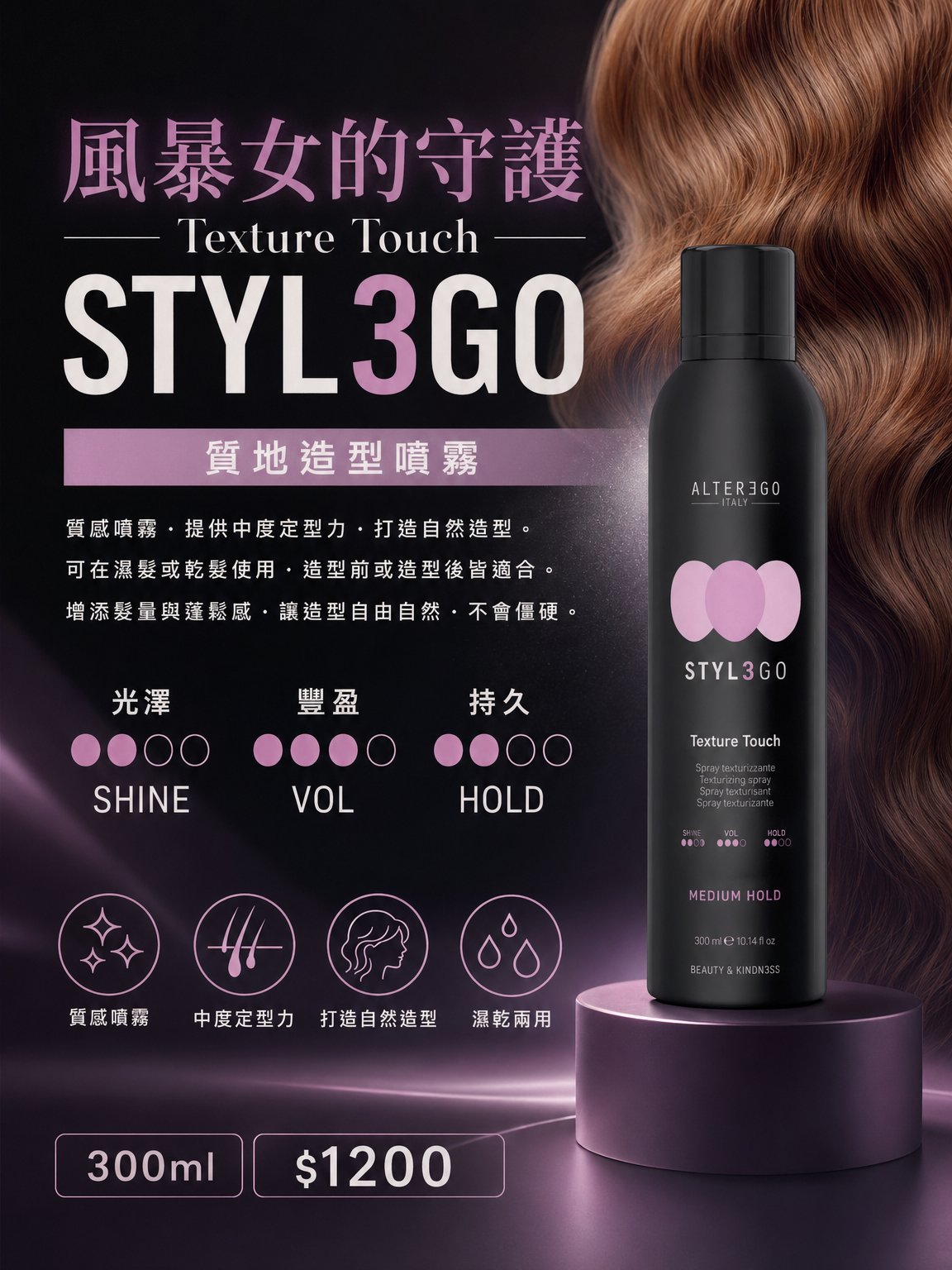 【ALTEREGO】風暴女的守護｜Texture Touch 質地造型噴霧