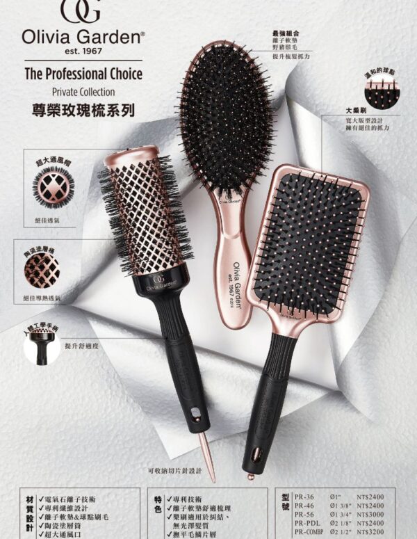 【Olivia Garden】PR尊榮玫瑰梳系列｜專業陶瓷負離子梳，全方位升級護理